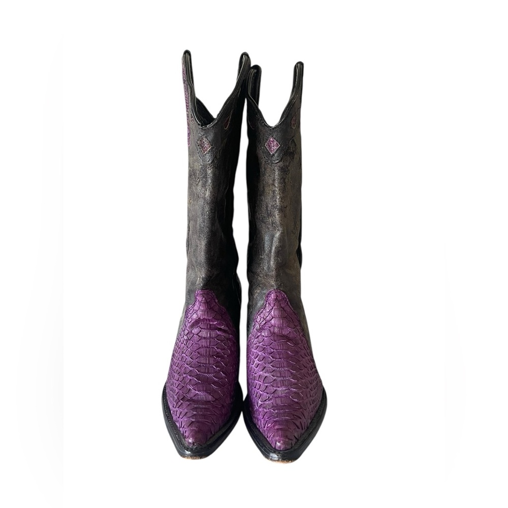 El Buitre Purple Leather Python Cowboy Embossed C… - image 2